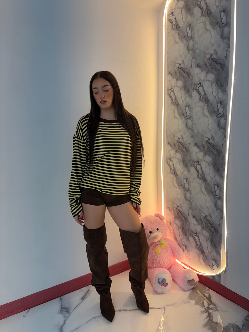 Maglietta Candy gialla/marrone