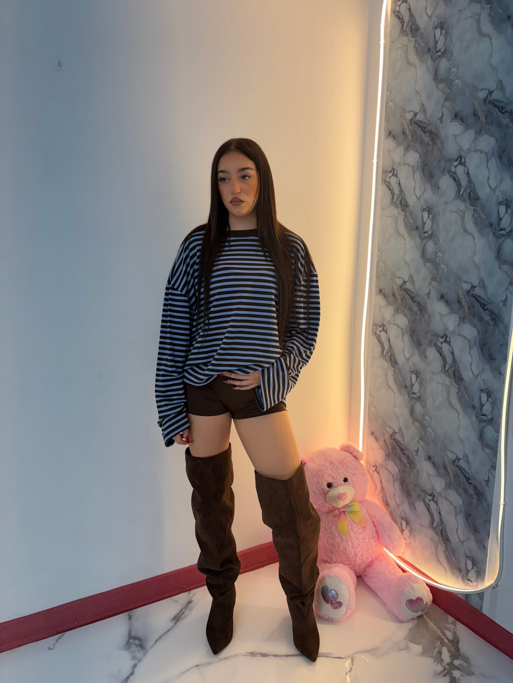 Maglietta Candy azzurra/marrone