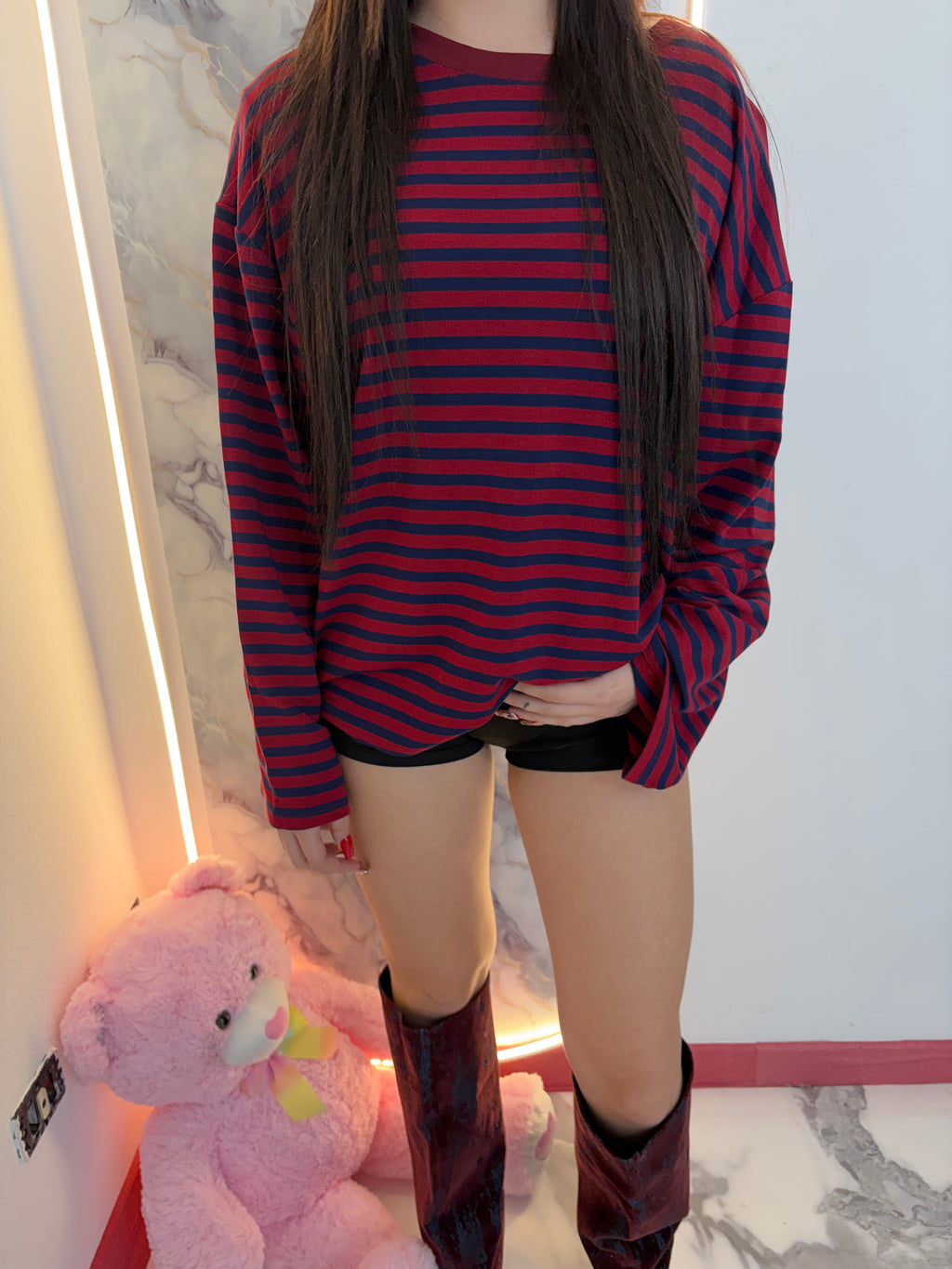 Maglietta Candy rossa/blu scuro