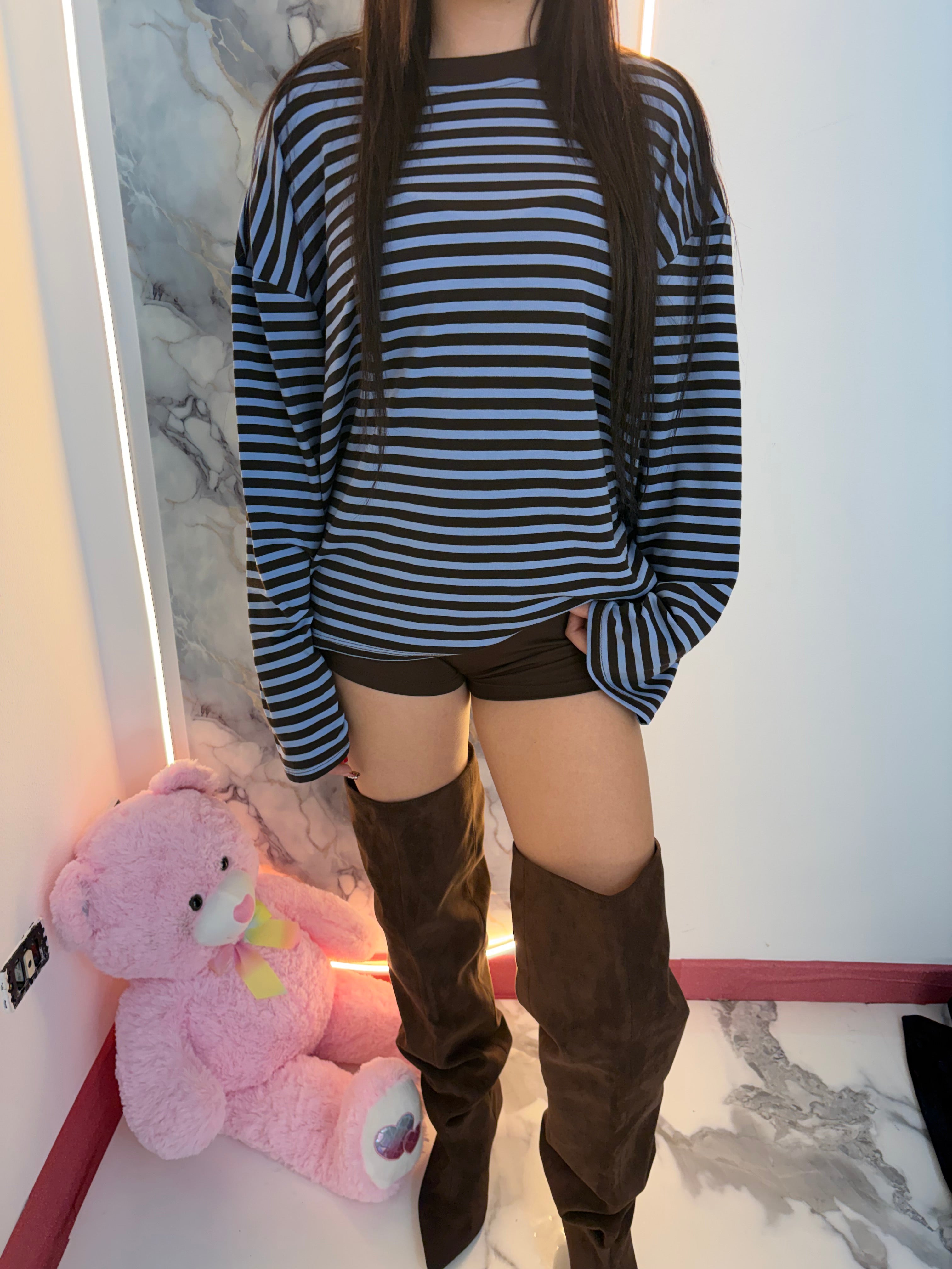 Maglietta Candy azzurra/marrone