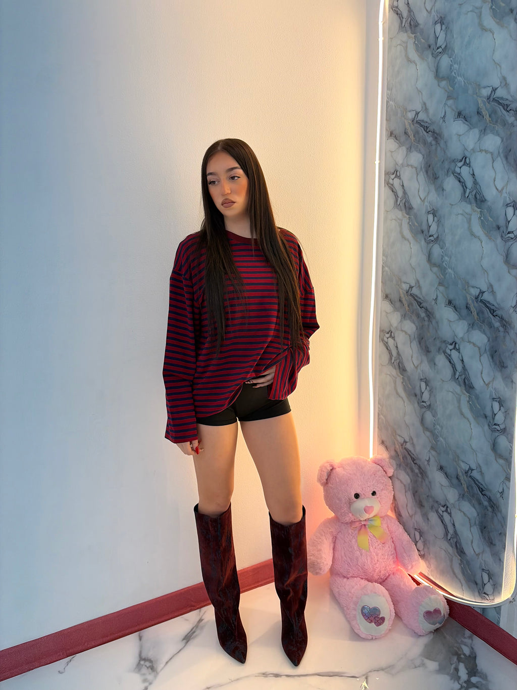 Maglietta Candy rossa/blu scuro