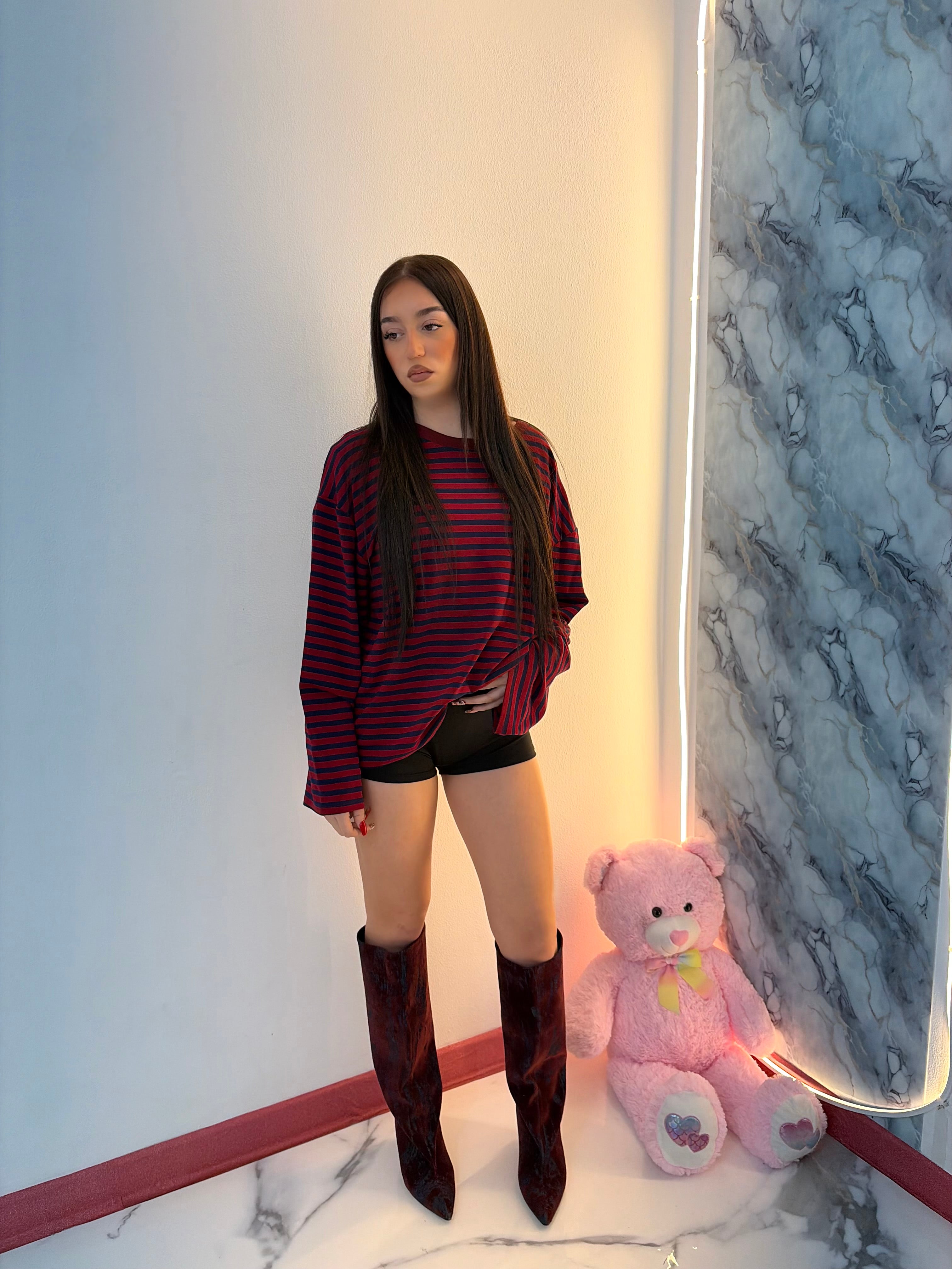 Maglietta Candy rossa/blu scuro